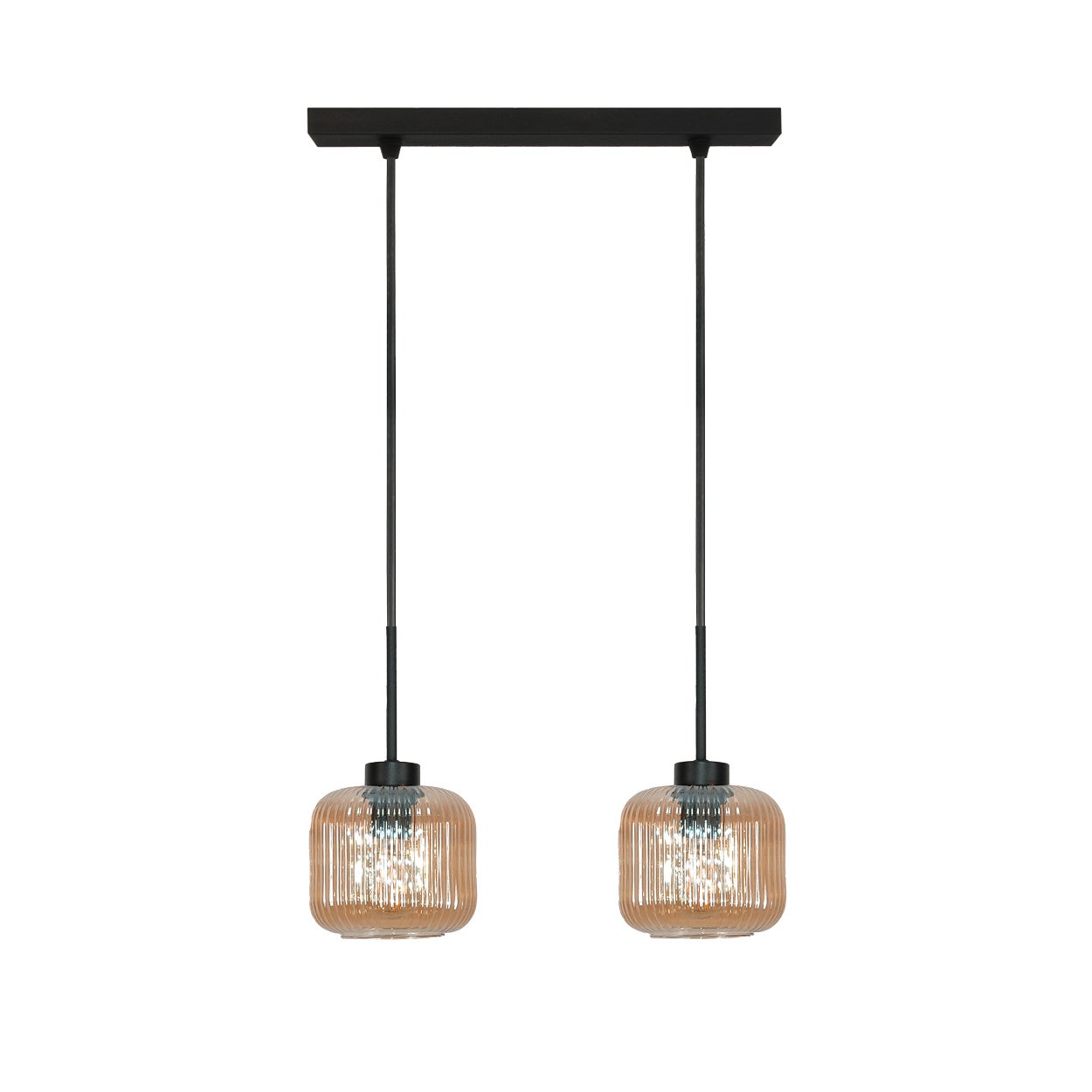Lampa wisząca 2 punktowa E27 bursztynowa do jadalni BEKA AMBER Edylit