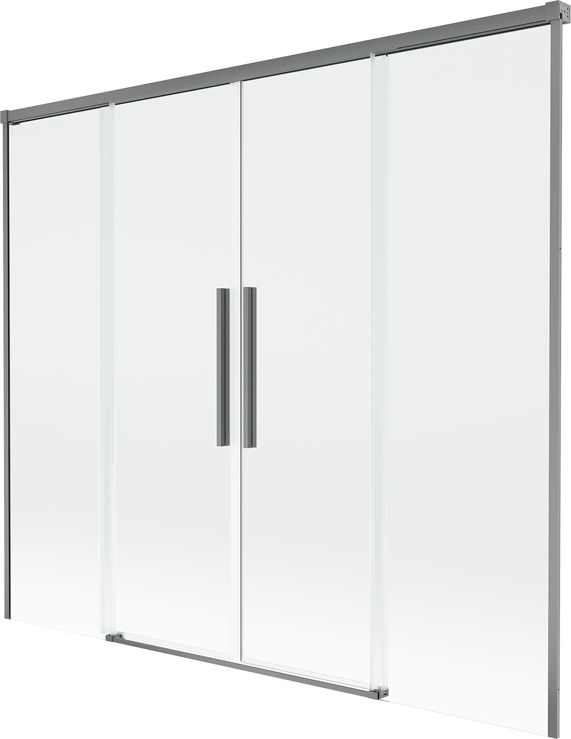 Mexen Rox parawan nawannowy 2-skrzydłowy rozsuwany 180 x 150 cm, transparent, gun metal - 8C9-180-002-95-00