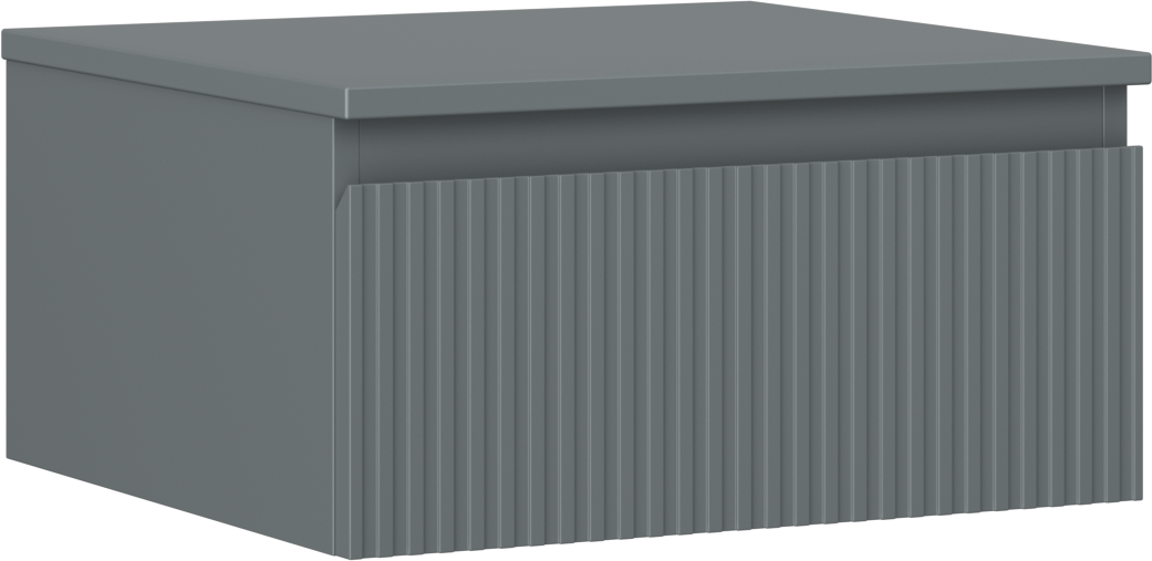 Mexen Rivel szafka łazienkowa podumywalkowa 50 cm z blatem, 1 szuflada, ryflowana , grafit mat - 91A20-05023-1-BFC66