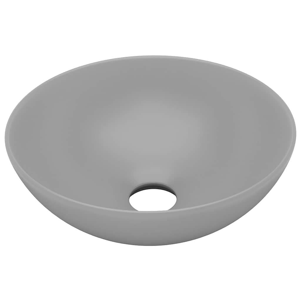 Umywalka Nablatowa Ceramiczna Okrągła Szara do Łazienki 28 cm