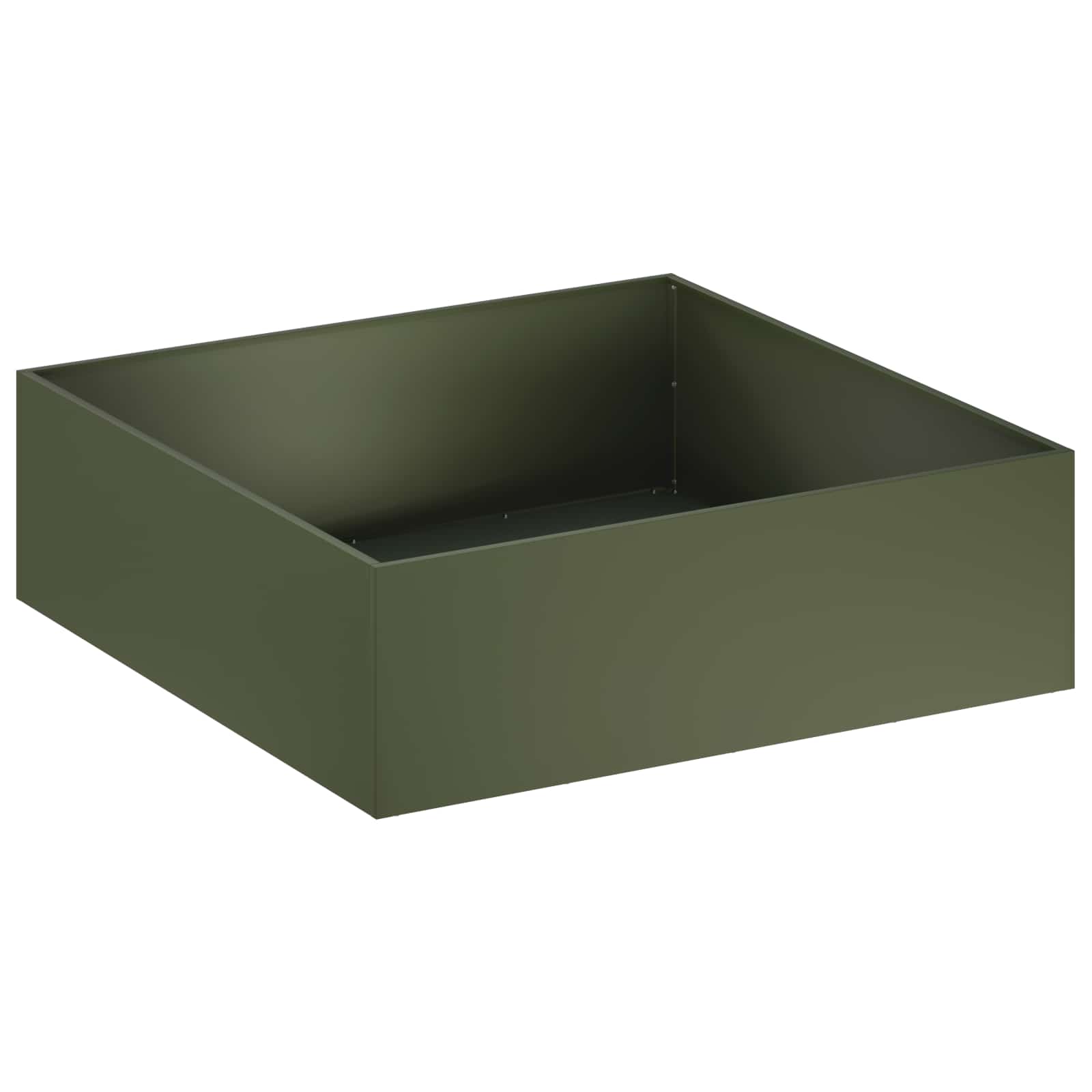 Donica Ogrodowa Stalowa 100x100x30 cm Oliwkowa na Taras na Balkon na Kwiaty