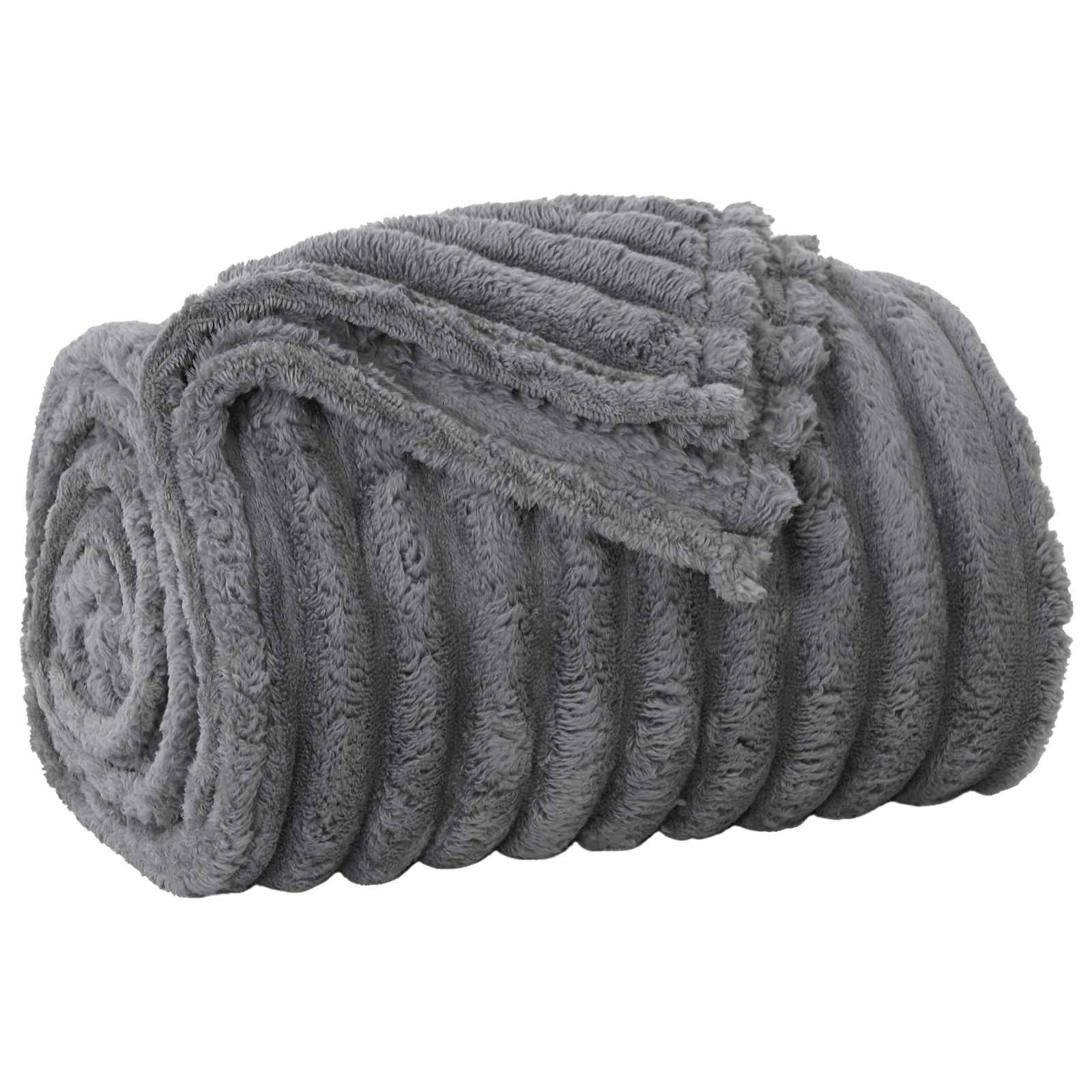 Koc Polarowy Narzuta na Łóżko 240x270 cm 260 g/m² Ciemnoszary