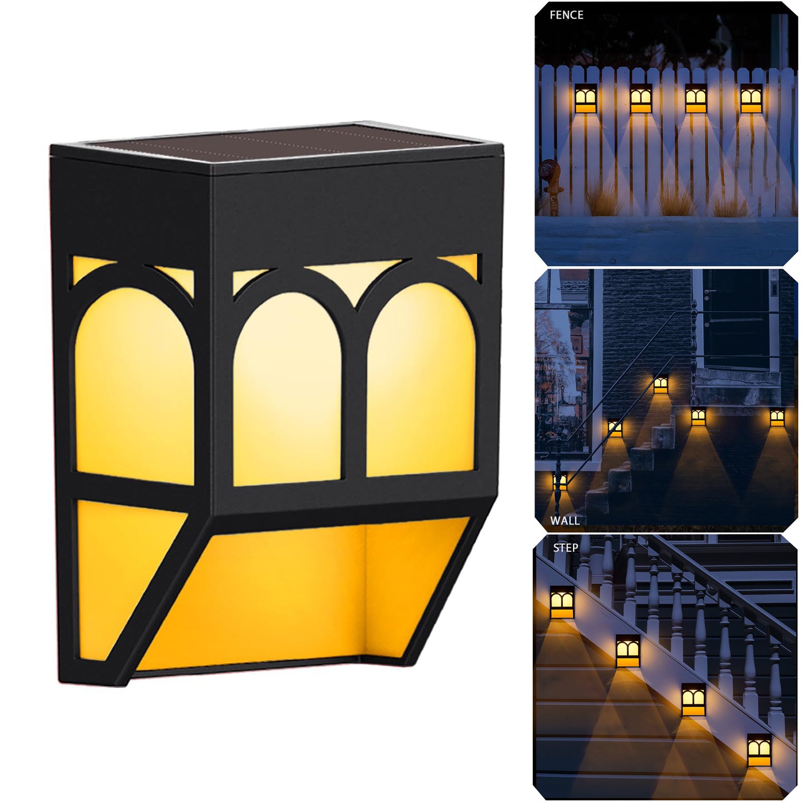 Lampy solarne do ogrodu, oświetlenie ogrodzenia solarnego LED, lampy ścienne solarne wodoodporne, światło solarne na patio, dziedziniec, schody.