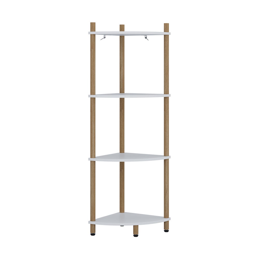 Vicco Półka narożna Bivio, Biały/sosna, 29 x 102.5 cm z 4 schowkami