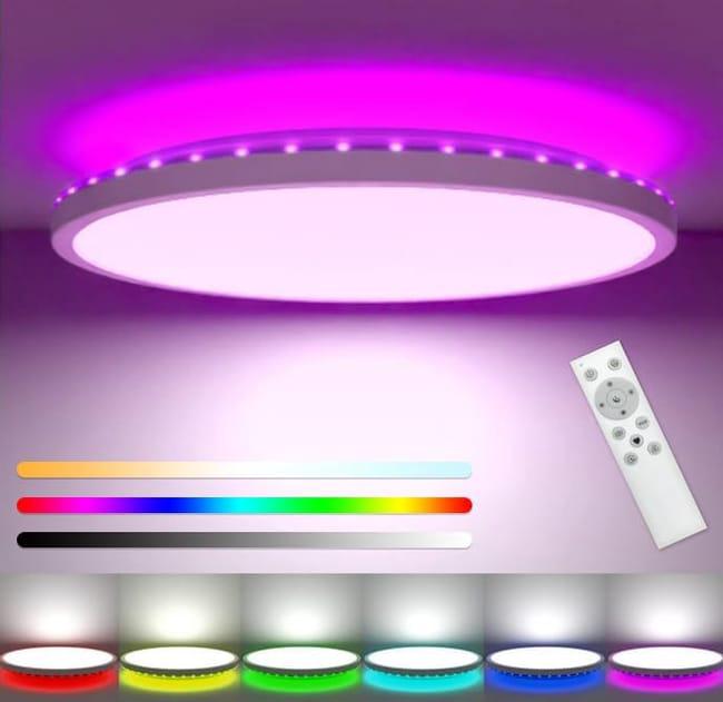 30-centymetrowa ściemnialna lampa sufitowa LED, 24 W, 3200 lm, oświetlenie łazienkowe z pilotem, zmieniające kolor RGB (SKU produktu: 9681)