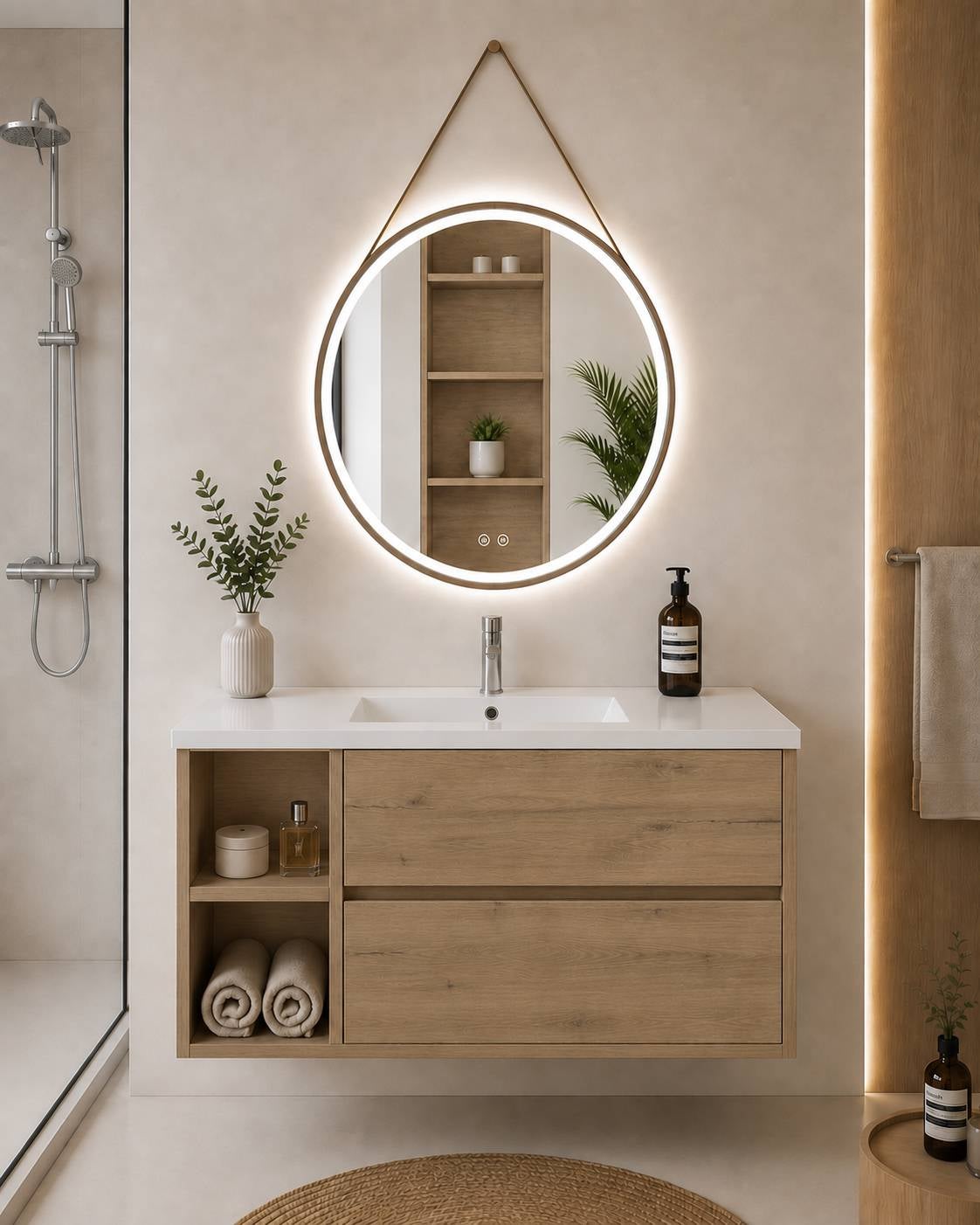 Szafka łazienkowa z umywalką ORIGENBATH ZEUS bez lustra 100x45 cm Lewa strona estepa