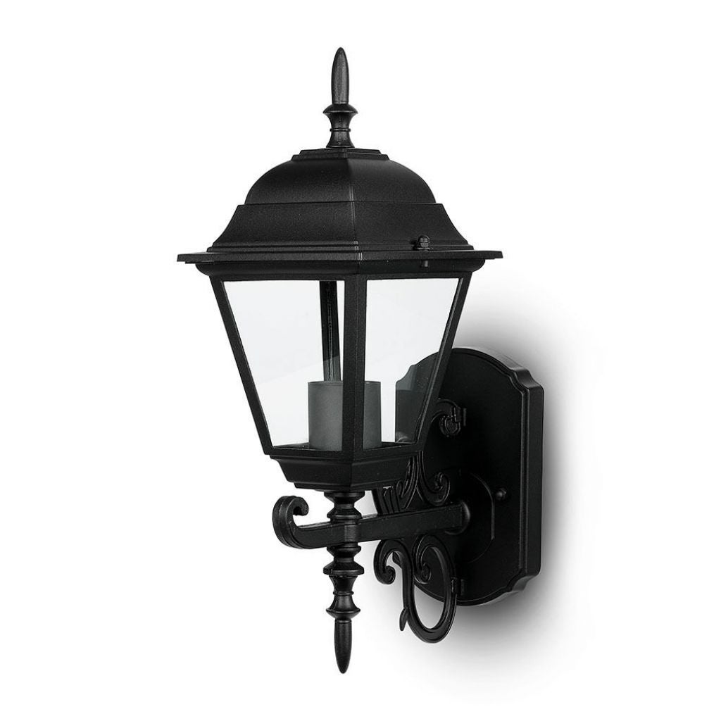 Mała latarnia ścienna LED z oprawką na żarówkę E27 (maks. 60 W) w kolorze czarnym matowym IP44