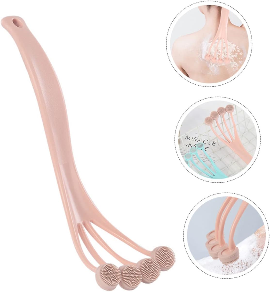 Ergonomiczna szczotka do kąpieli pod prysznic z plastikową rączką do mycia pleców i ciała praktyczna szczotka kąpieli dla kobiet mężczyzn akcesorium