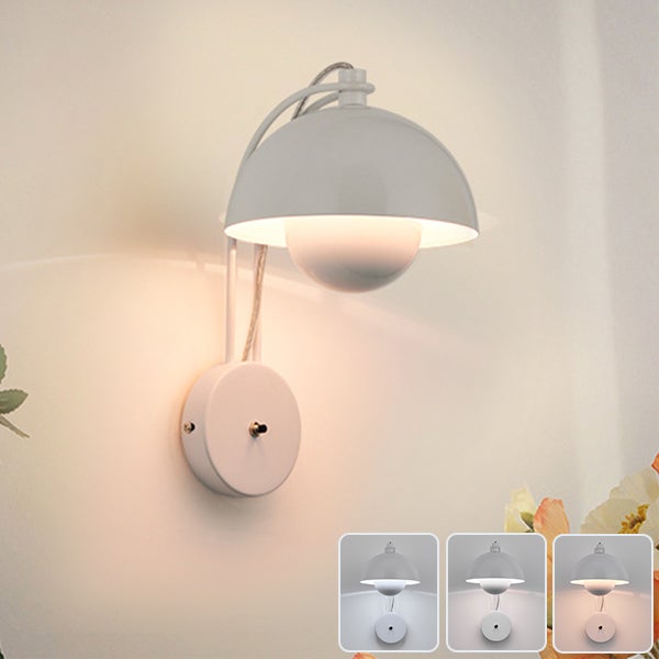 Lampa ścienna, lampka nocna LED, kinkiet w kształcie pąka, kinkiet łazienkowy z lustrem, 3 regulowane temperatury barwowe, biały