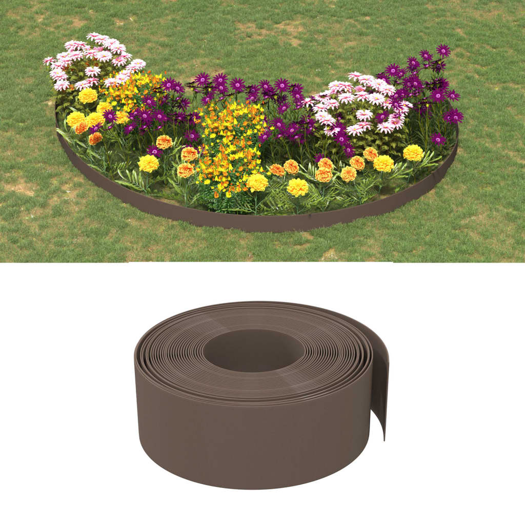 Obrzeża ogrodowe, 2 szt., brązowe, 10 m, 20 cm, polietylen vidaXL