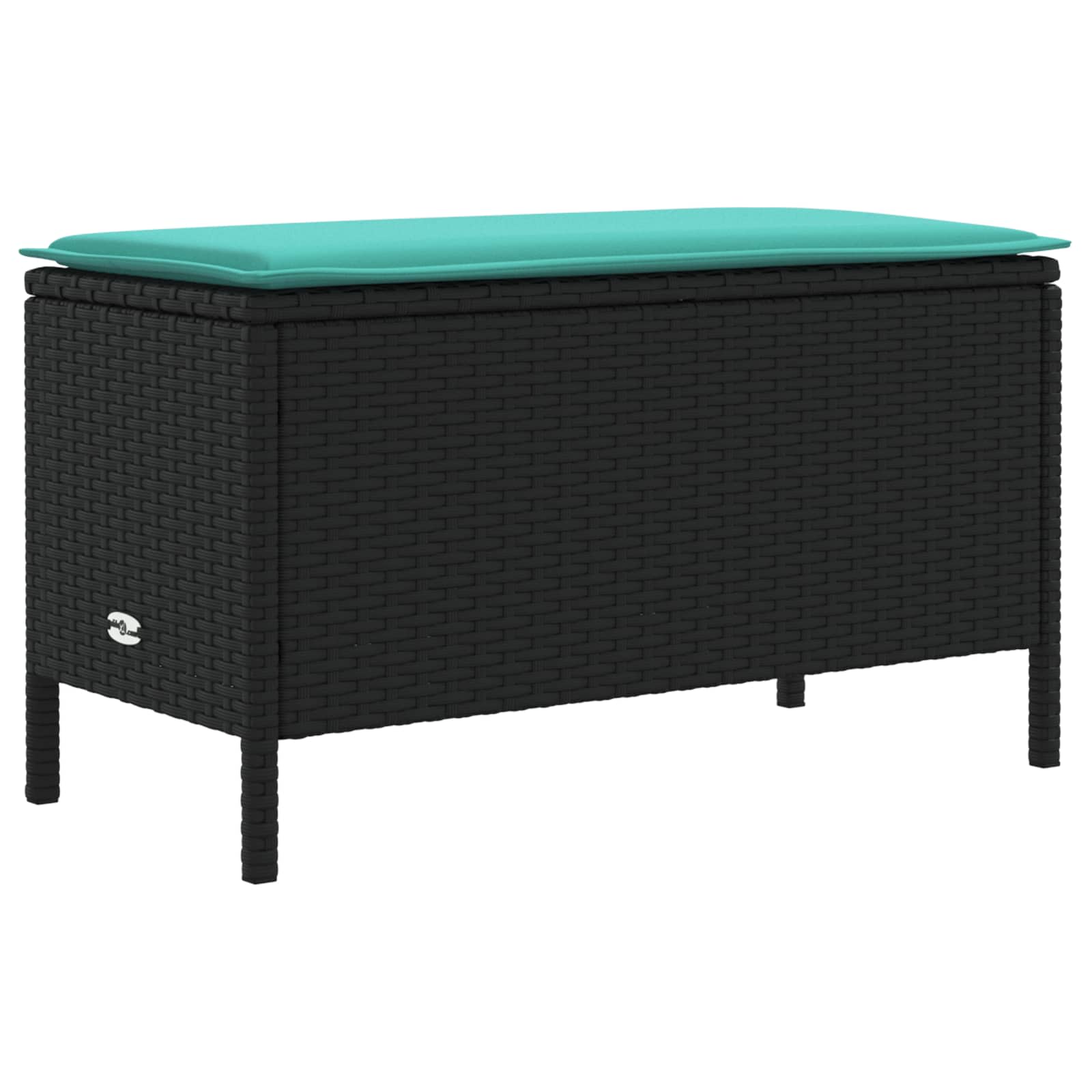 Pufa ogrodowa Czarny i Turkusowy 80 x 38 x 42 cm Rattan PE vidaXL