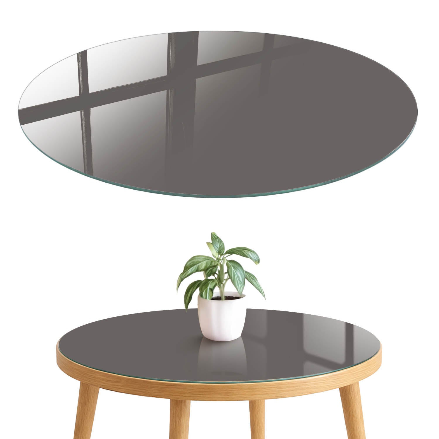 Blat ze szkła hartowanego 4 mm z grafiką - nowoczesna ozdoba wnętrza i mebli fi60 cm Ciemny szary