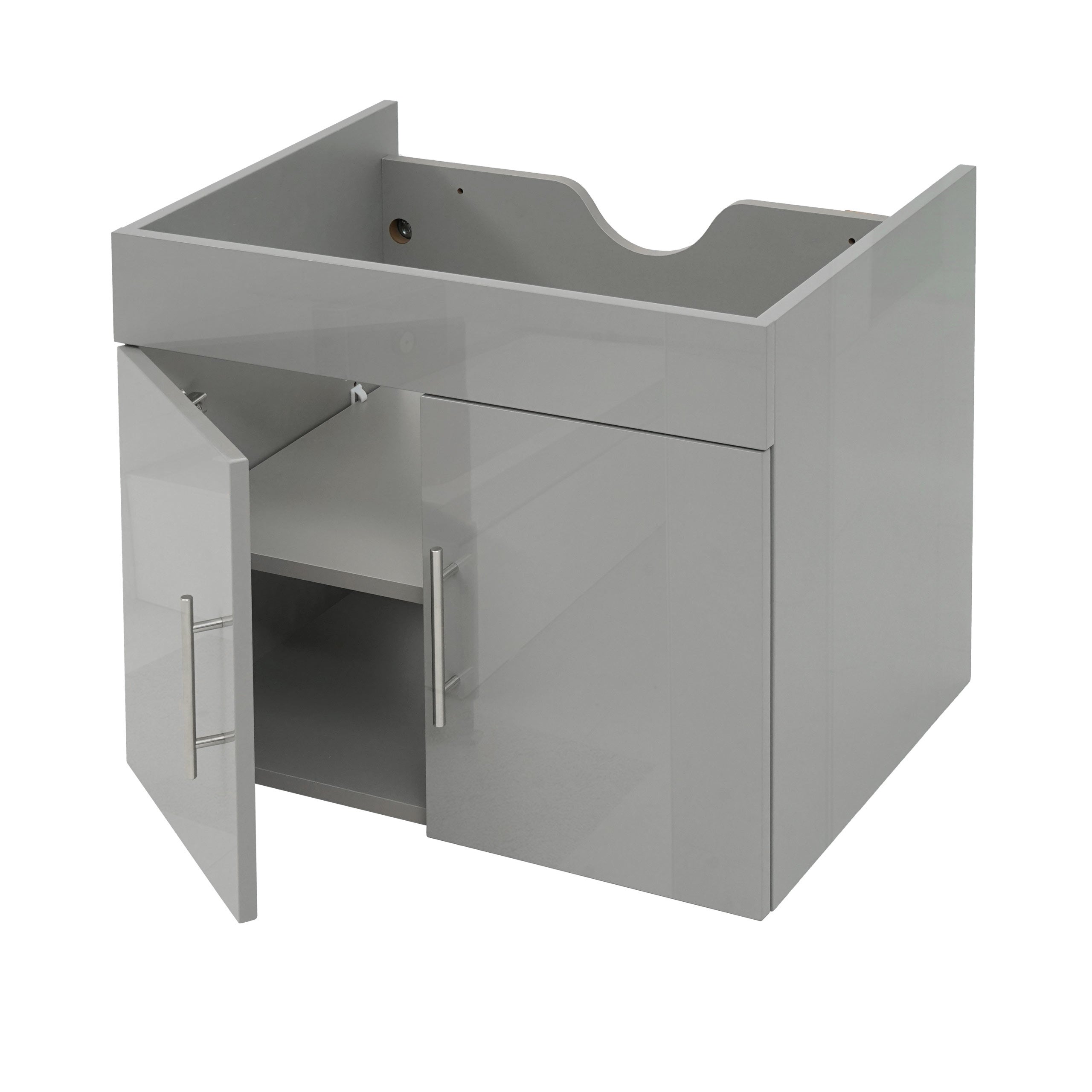 Szafka pod umywalkę HWC-D16, szafka pod umywalkę, szafka pod umywalkę meble łazienkowe, MVG wysoki połysk 60cm ~ szary
