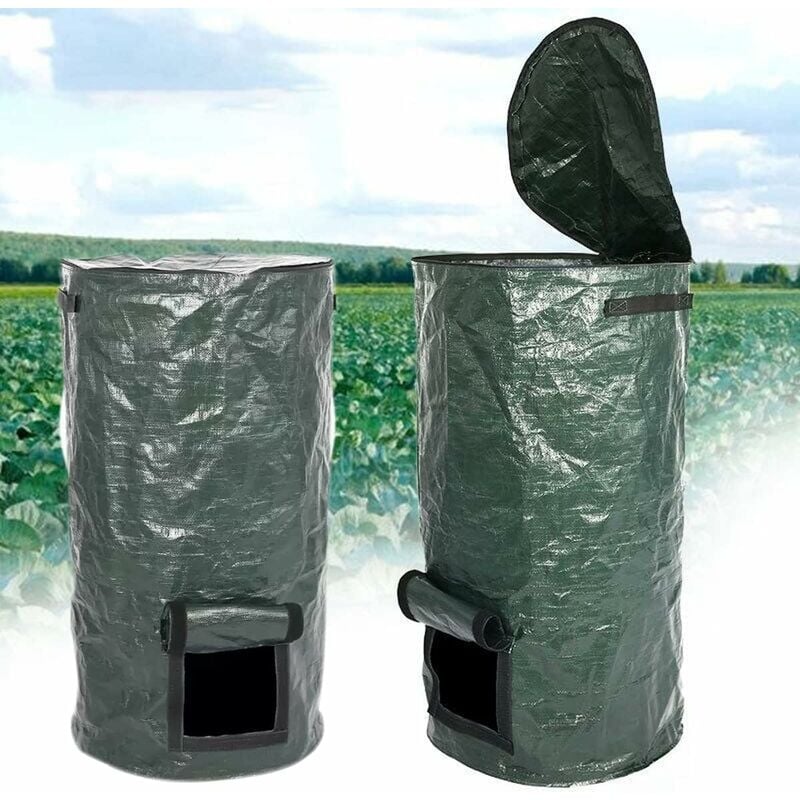 Worki kompostowe - pojemniki na kompost z polietylenu do fermentacji organicznej, worki na odpady ogrodowe i kuchenne (2 sztuki, 45 x 80 cm)