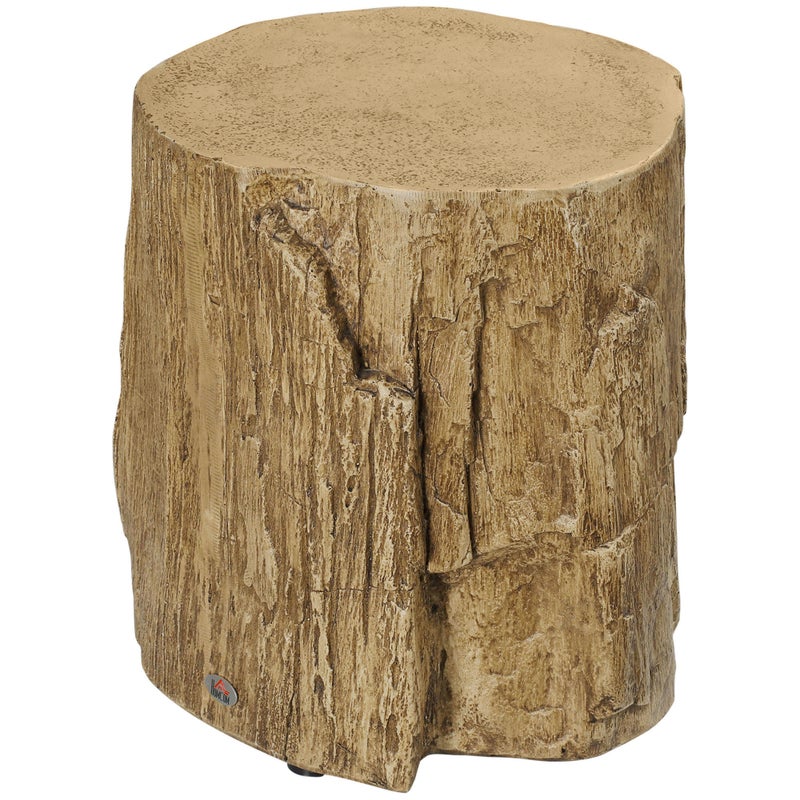 Stolik kawowy z efektem pnia drzewa, nogi regulowane, 37 cm x 37 cm x 43 cm, brąz betonowy