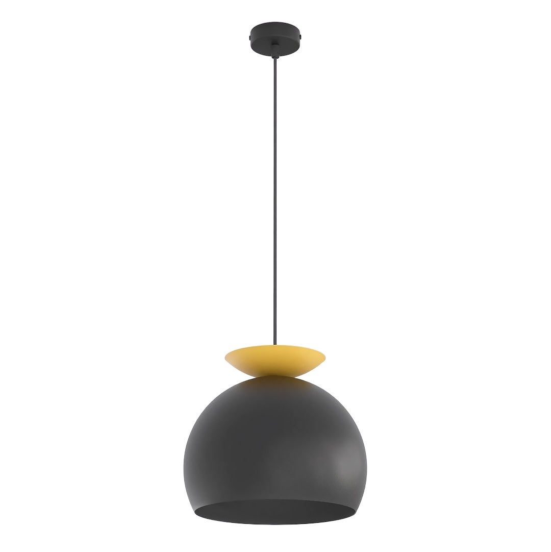 Lampa wisząca nowoczesna czarno-pomarańczowa kulisty klosz 1xE27 15W GEO Emibig