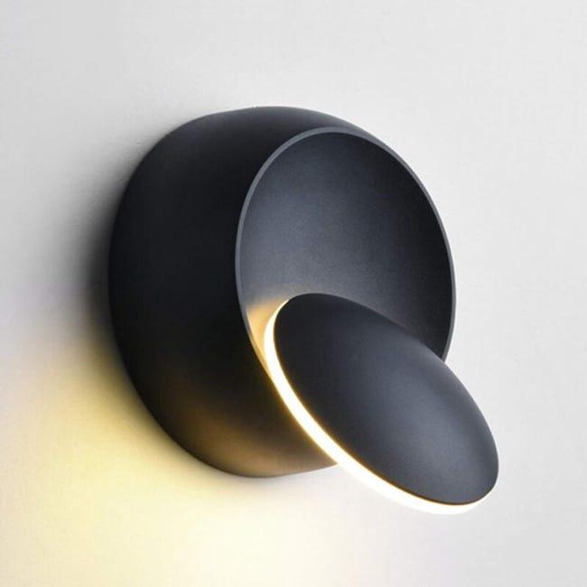 Kinkiety wewnętrzne, ciepła biel, 5 W, lampa ścienna LED, nowoczesna, kreatywna, ciepła biel, lampa ścienna Eclipse 2 w 1, żelazna, LED (czarna) (SKU