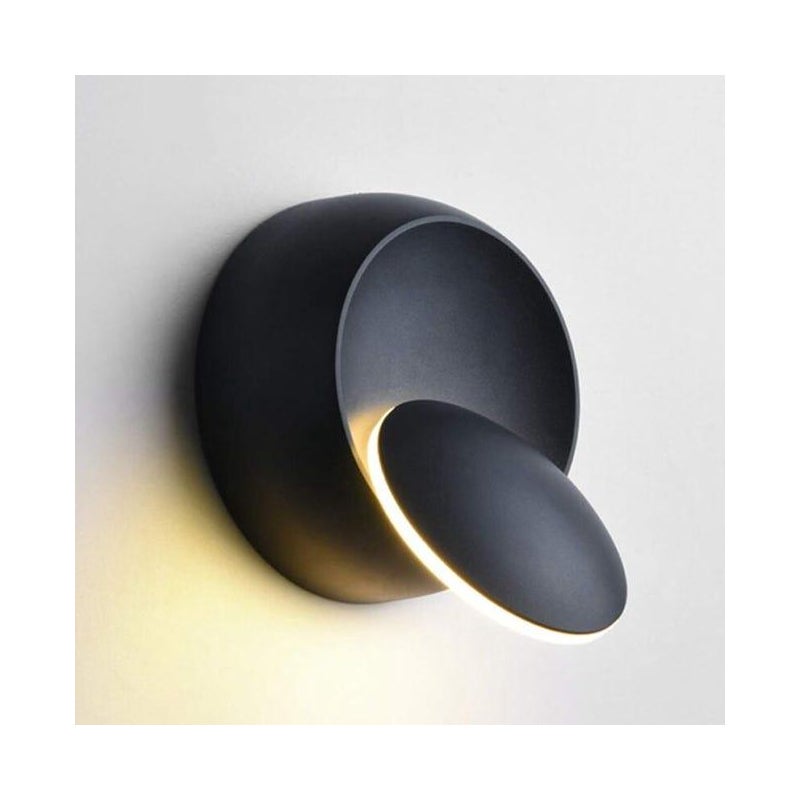 Kinkiety wewnętrzne, ciepła biel, 5 W, lampa ścienna LED, nowoczesna, kreatywna, ciepła biel, lampa ścienna Eclipse 2 w 1, żelazna, LED (czarna) (SKU