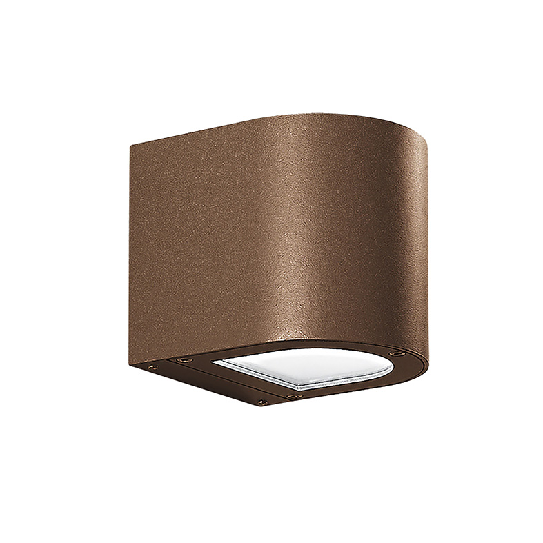 Srebrna okrągła lampa ścienna LED 4,5 W, jednoemisyjna, brązowa, 4000 K, 60°, IP65 – Rossini Group | Designerskie oświetlenie zewnętrzne