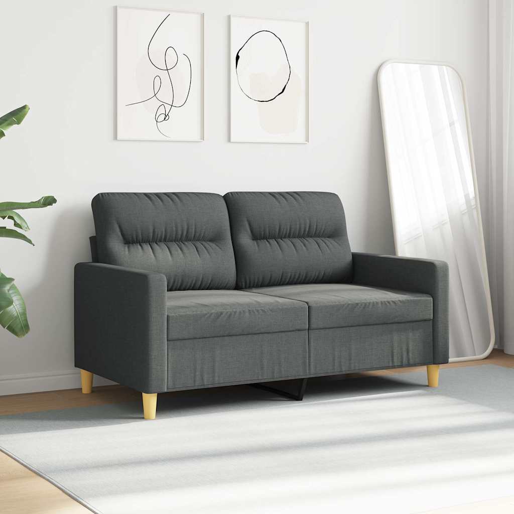 Sofa 2-osobowa, ciemnoszara, 120 cm, tapicerowana tkaniną