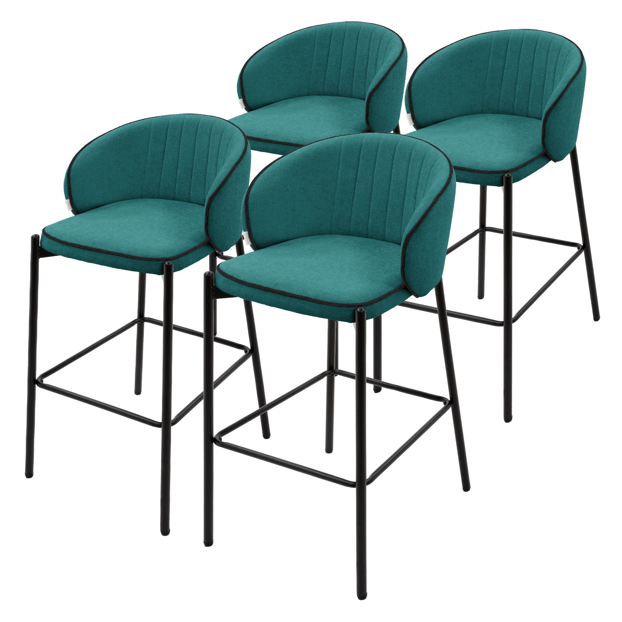 ML-Design zestaw 4 hokerów barowych benzyna 76 cm tapicerowanych wygodne ergonomiczne krzesła z oparciem i podnóżkiem metalowa konstrukcja