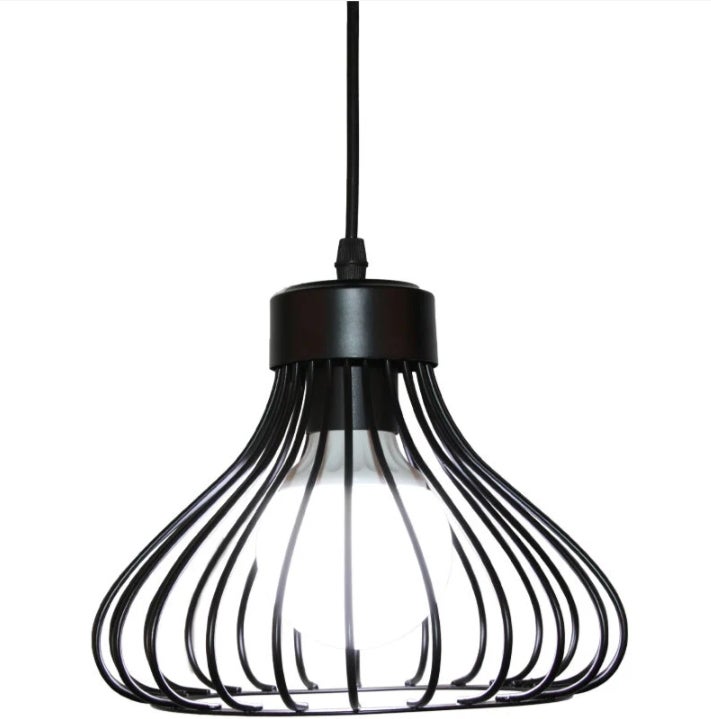 Lampa Wisząca Industrialna Retro E27 Plafon Klatka Metalowy Klosz do Salonu Sypialni Bar Czarny