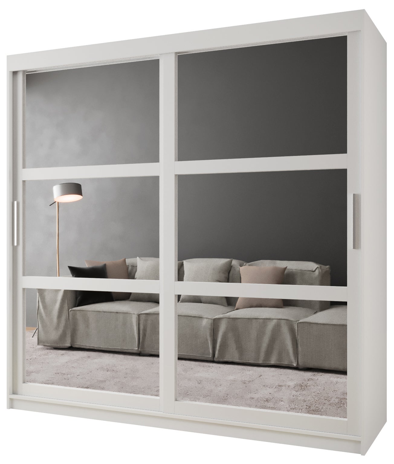 Szafa przesuwna garderoba MIROR 200 x 62 x 200 cm Biały - Abiks Meble
