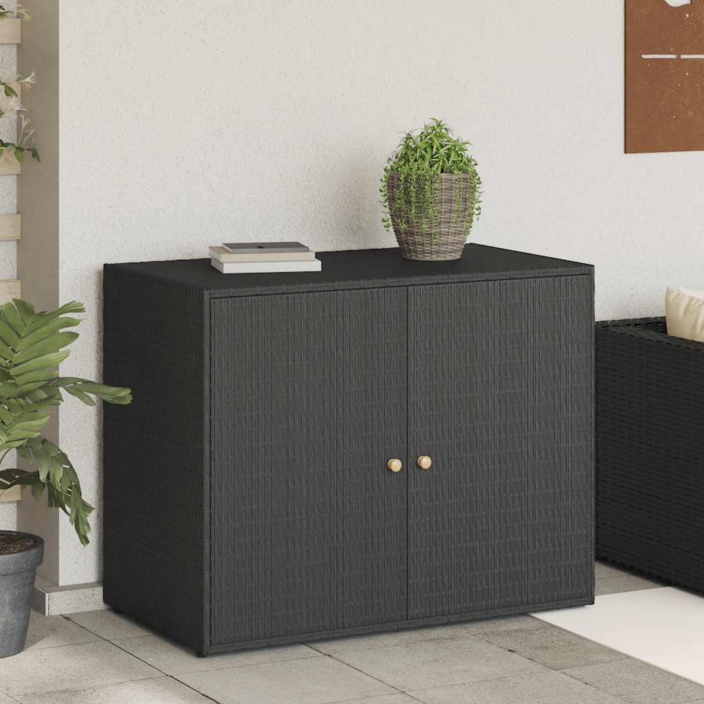vidaXL Szafka ogrodowa czarna 100x55,5x80 cm polirattan