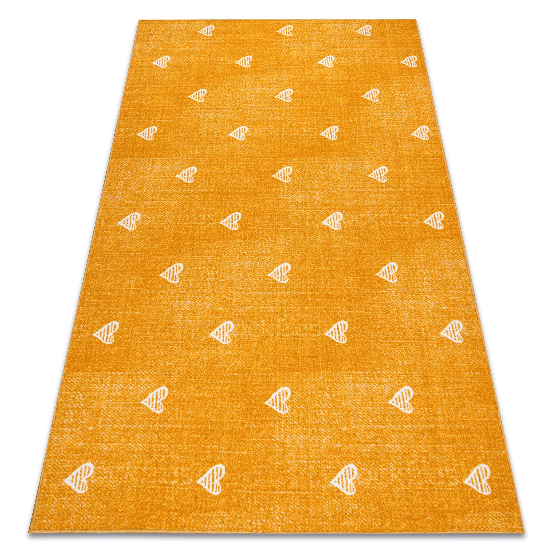 Dywan dla dzieci HEARTS Jeans przecierany, serca, serduszka, dziecięcy - pomarańcz 100x250 cm