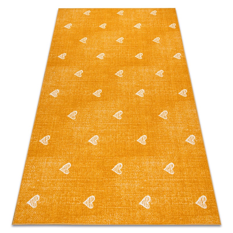 Dywan dla dzieci HEARTS Jeans przecierany, serca, serduszka, dziecięcy - pomarańcz 100x250 cm