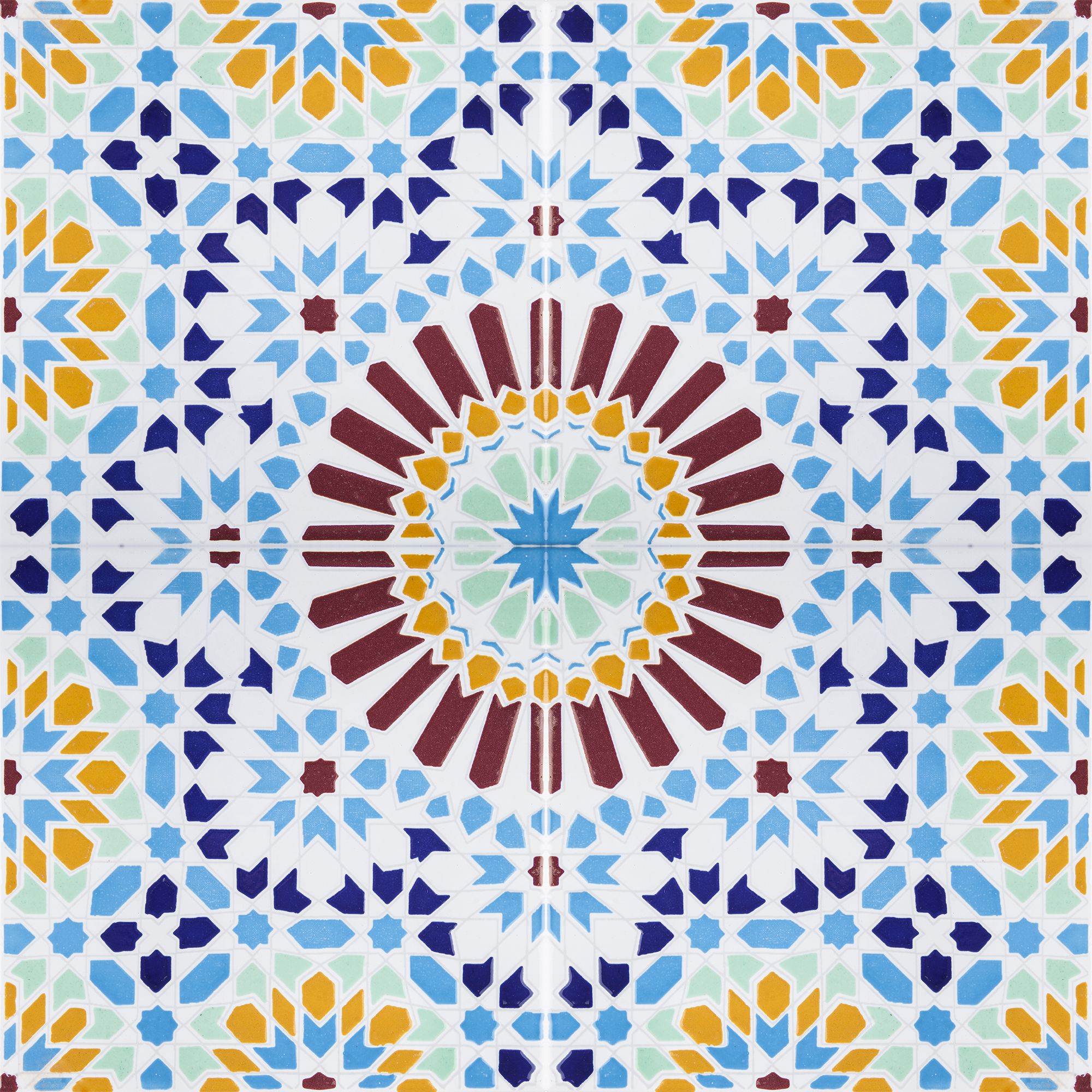 Cerames – marokańskie płytki ceramiczne 20×20 cm "Baha" – opakowanie 12 szt. (0,48 m²) – orientalne motywy.