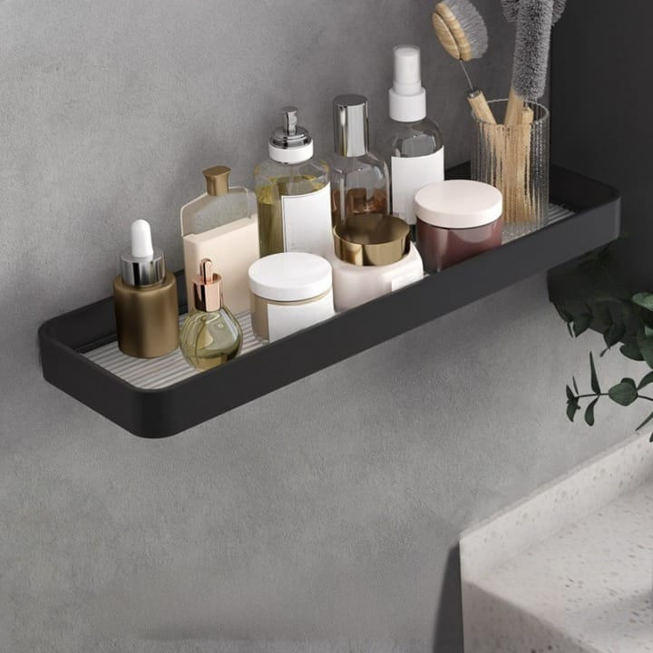 Czarna aluminiowa półka ścienna - Półka łazienkowa bez wiercenia - Praktyczne przechowywanie i nowoczesny design - 50*11,5*3 cm