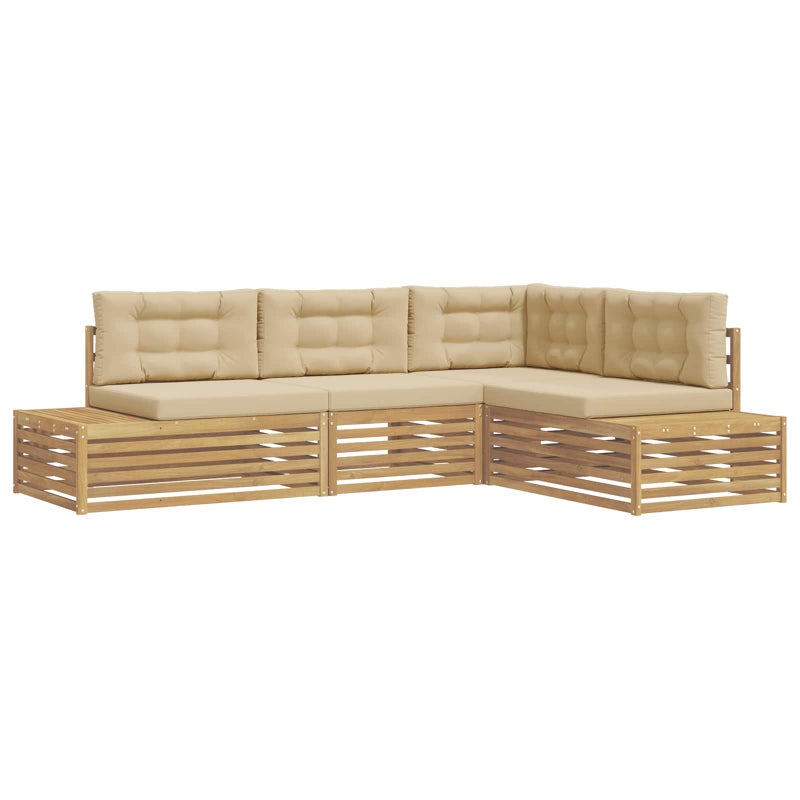 5 pcs Zestaw sof na zewnątrz Poliester Biały