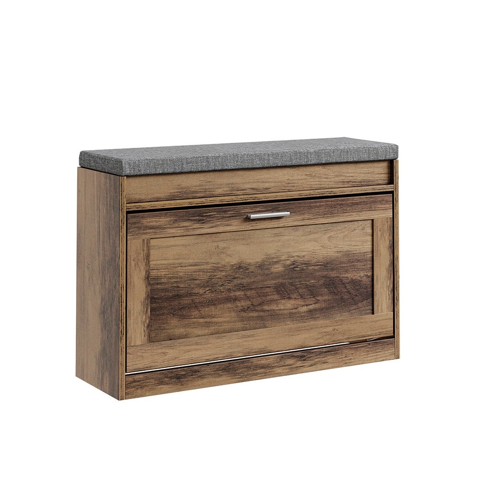 Ławka wejściowa z siedziskiem i pojemnikiem na buty, Brazowy 75x24x53 cm, drewno
