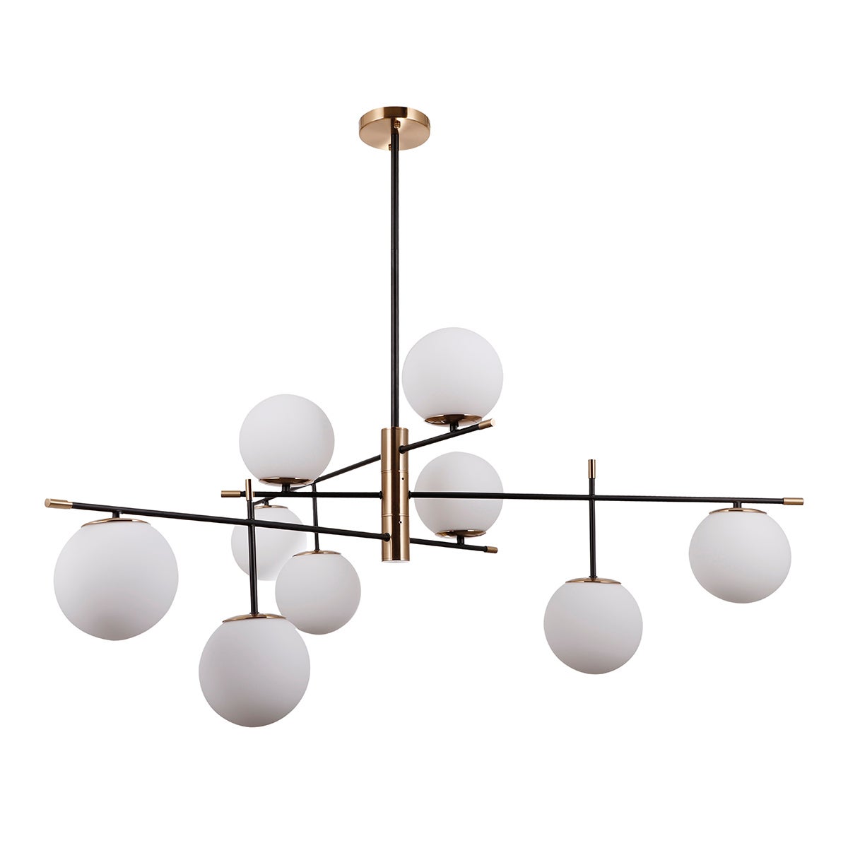 Lampa wisząca białe kule Stelia czarna 9xE14x5W metal wym:99x128x128cm IP20 Italux