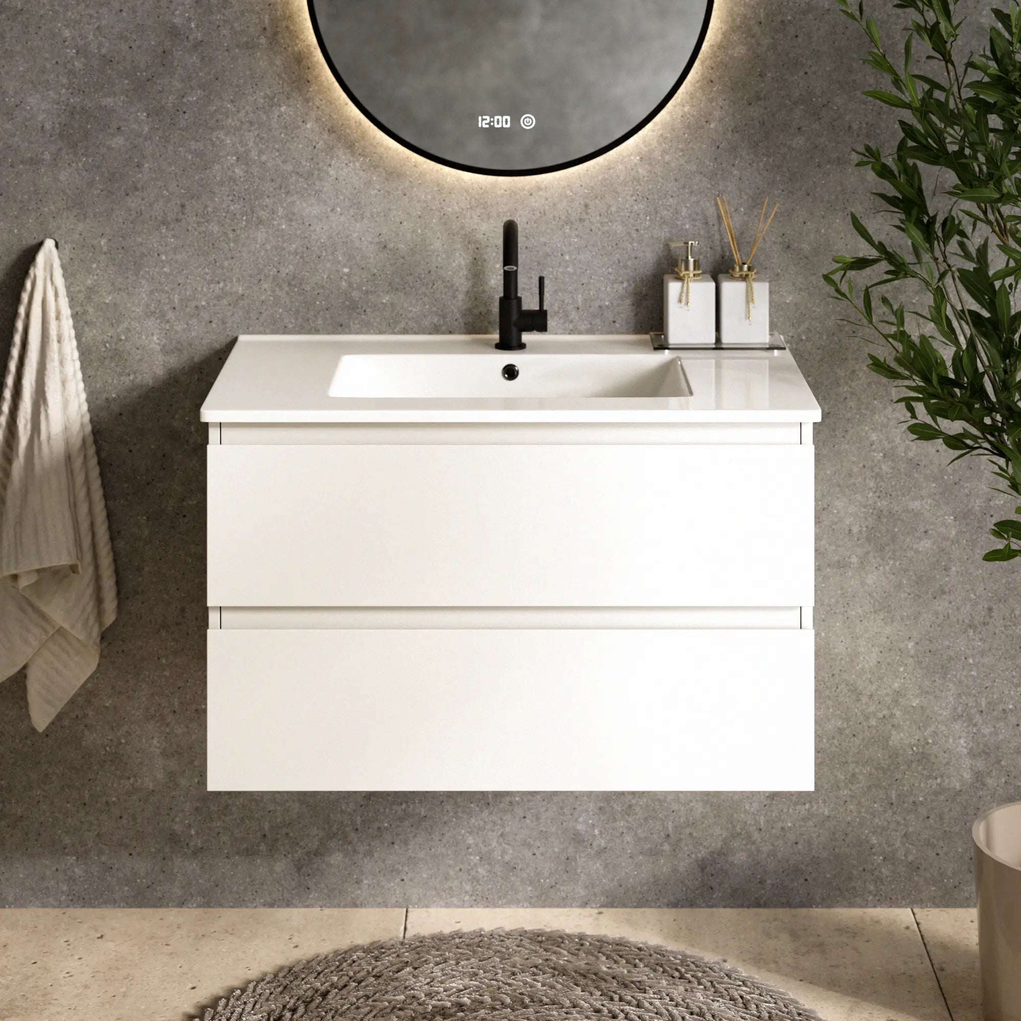 Mirlux Szafka podumywalkowa Luma - 80 cm - biała - z białą umywalką w zestawie