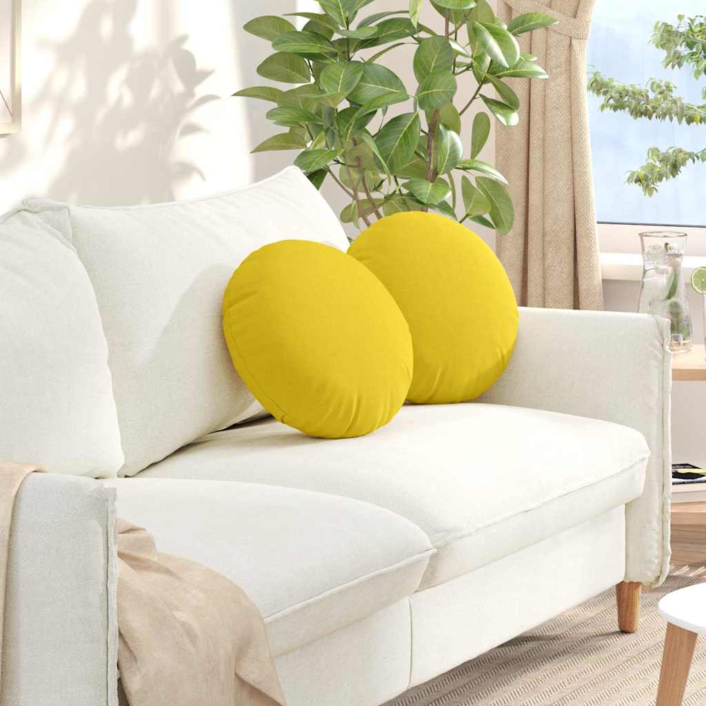 Poduszki na siedziska 2 pcs Jasnożółty Ø40 x 13 cm tkanina vidaXL