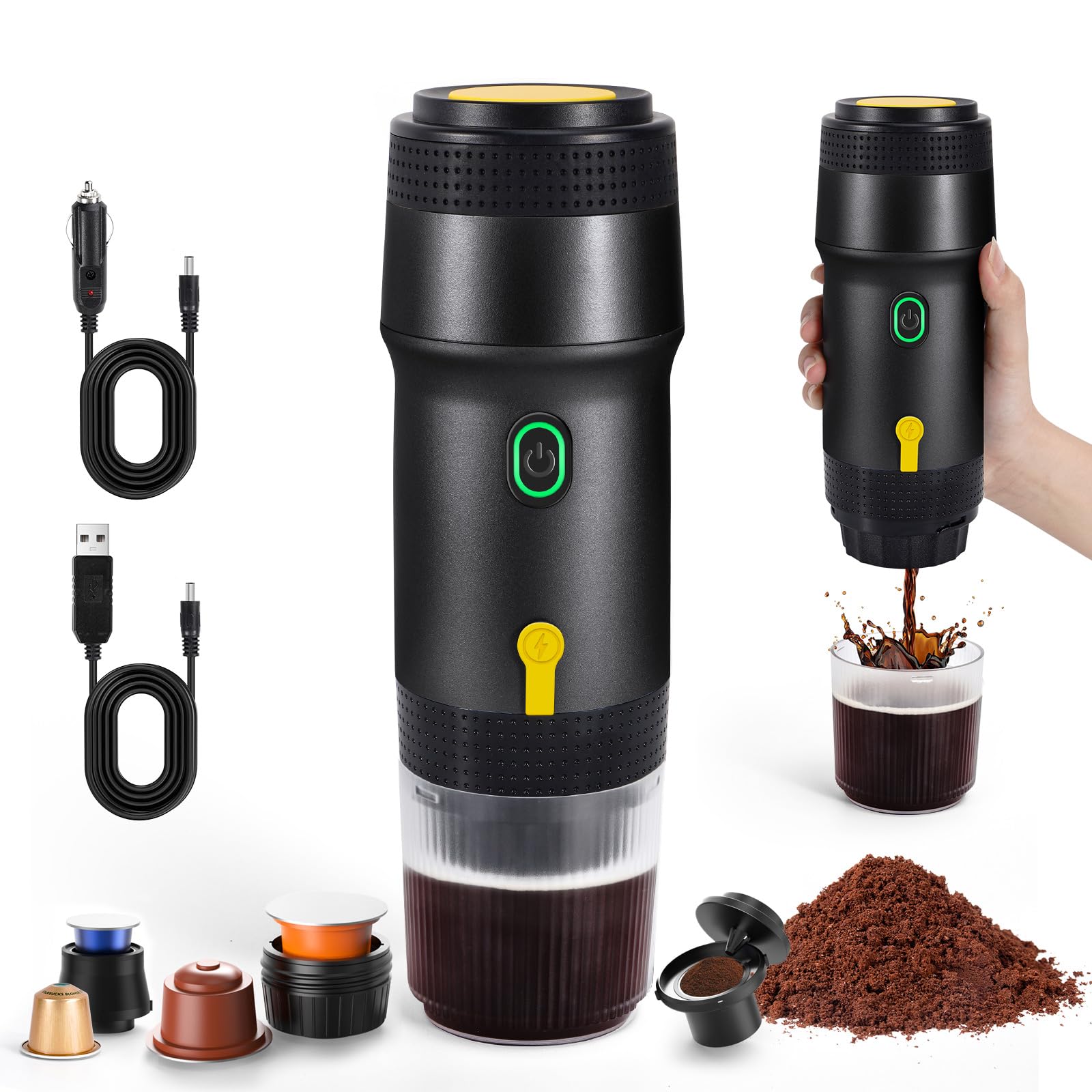 Mini przenośny ręczny młynek do kawy, elektryczna maszyna do kawy 20 bar, 3 w 1 do espresso, french press, Aeropress