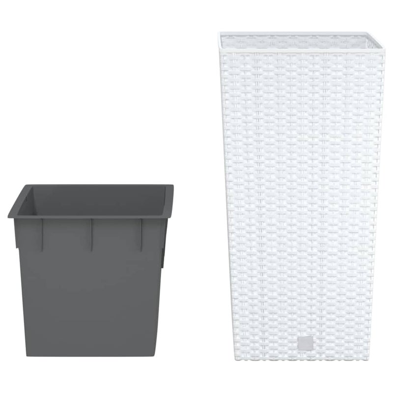 Donica z pojemnikiem wewnętrznym, biała, 11/26,5 L, rattan PP