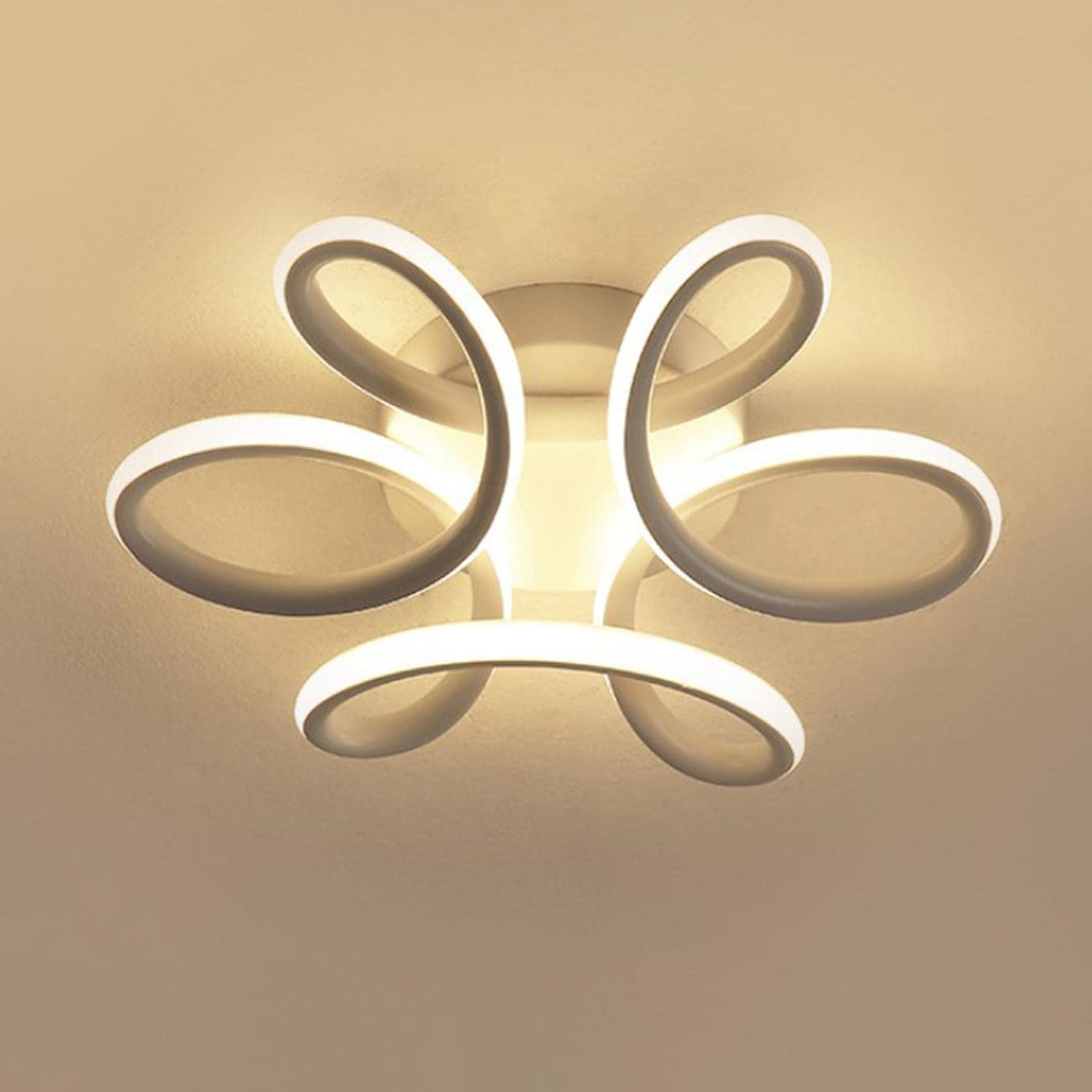 Nowoczesna lampa sufitowa LED – Wyjątkowy i kreatywny design – Biała, odpowiednia do korytarzy, salonów, sypialni, kuchni i biur (światło trójkolorow