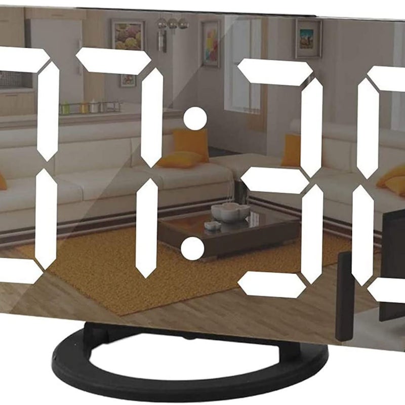 Budzik lustrzany LED, 3-stopniowa regulacja przyciemniania, dwa porty USB, do sypialni i makijażu, czarny