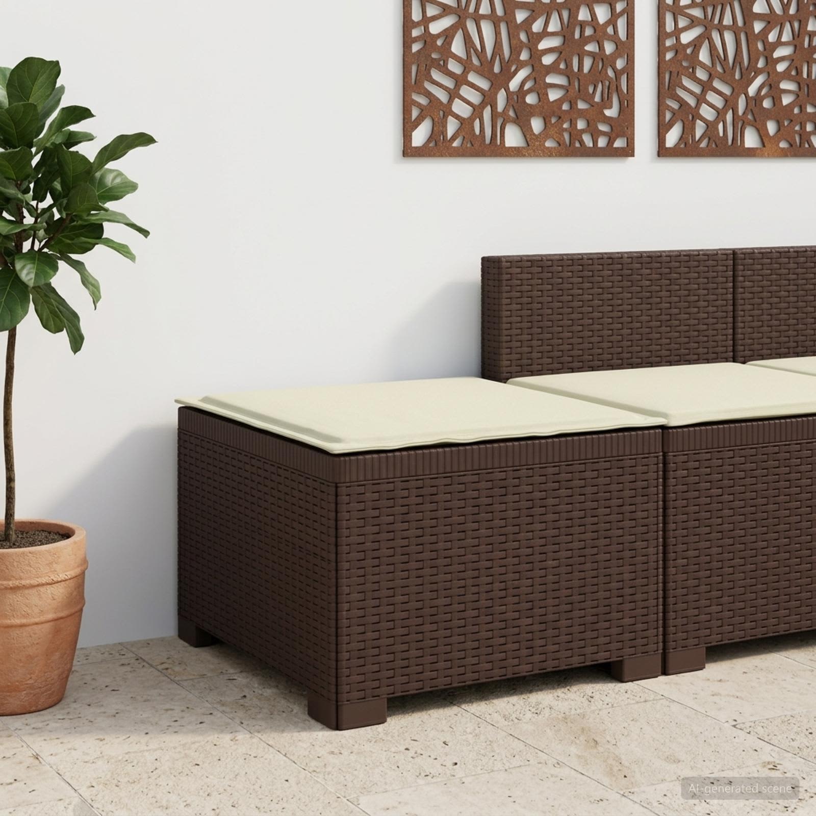 Sofa Ogrodowa 1-osobowa z Poduszką w Wyglądzie Rattanowym PP vidaXL
