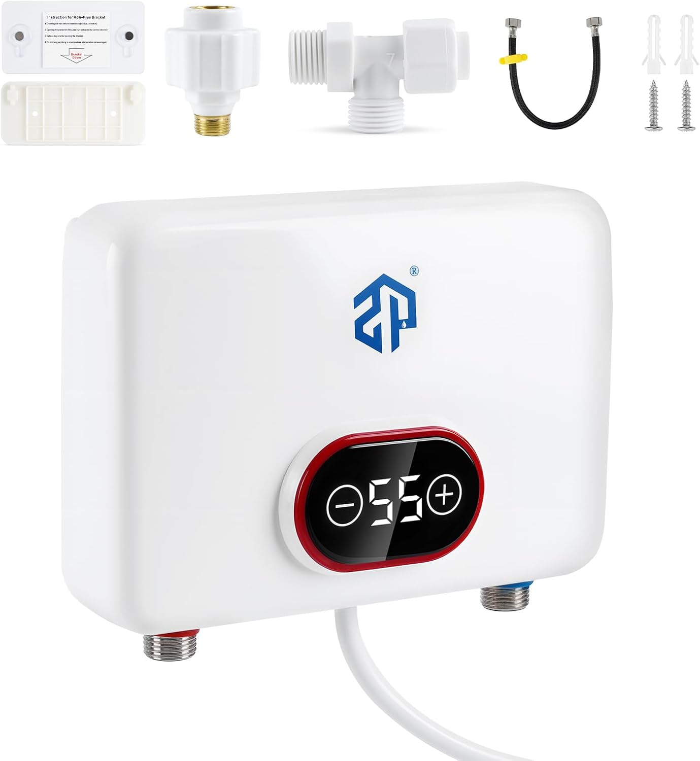 Przepływowy elektroniczny podgrzewacz wody, 220 V 5500 W, elektryczny kuchenny podgrzewacz wody, bez zbiornikowy podgrzewacz wody z wyświetlaczem tem