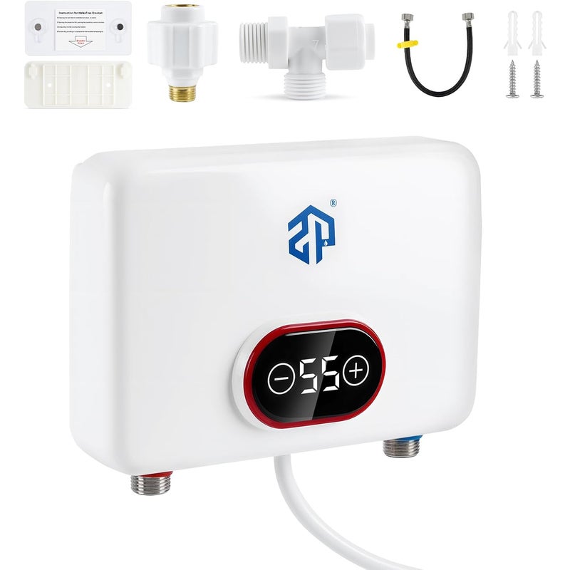 Przepływowy elektroniczny podgrzewacz wody, 220 V 5500 W, elektryczny kuchenny podgrzewacz wody, bez zbiornikowy podgrzewacz wody z wyświetlaczem tem