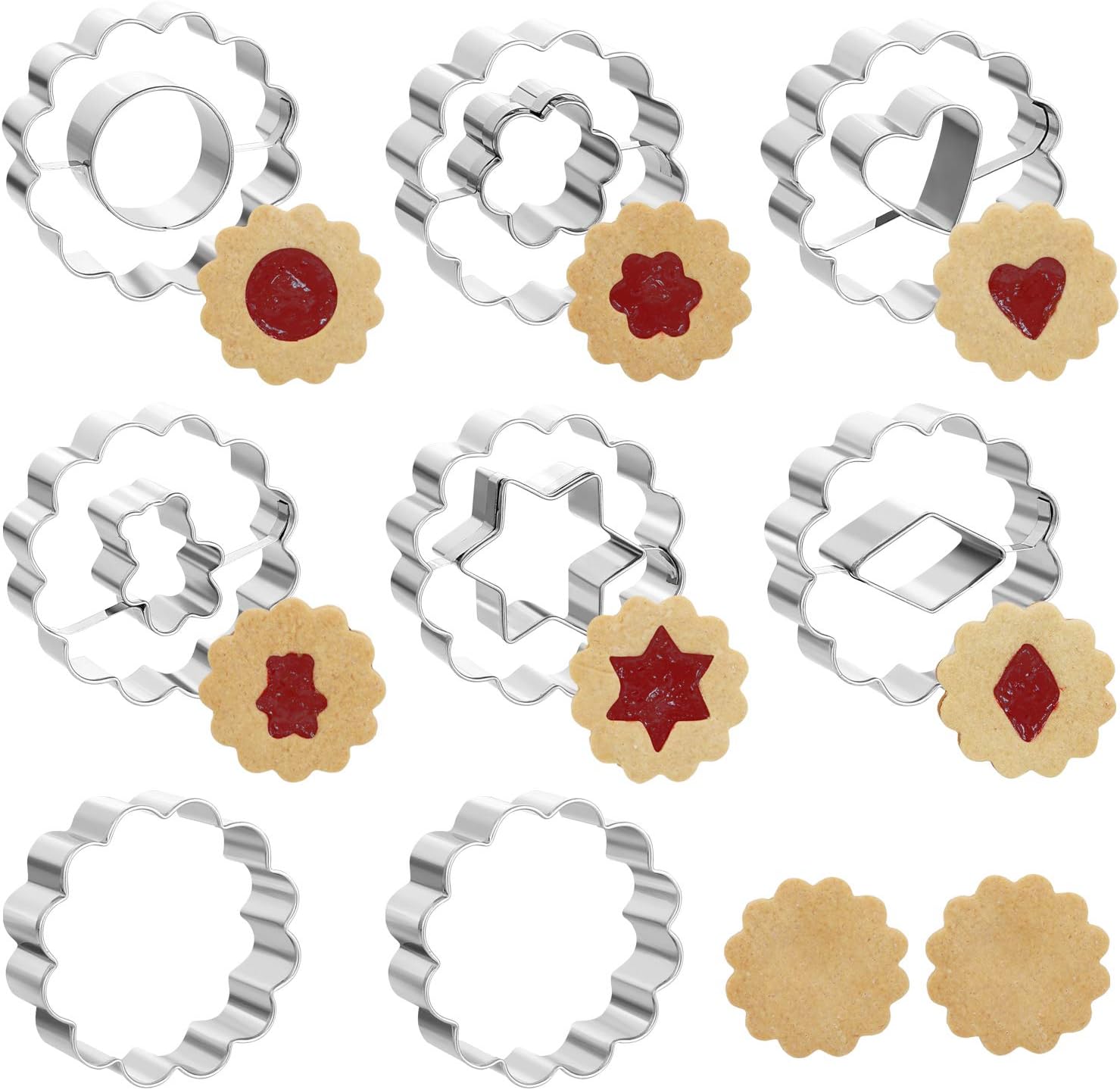 Zestaw 8 stalowych foremek do ciasteczek świątecznych Linzer, foremek do ciasteczek i foremek do dekorowania tortów