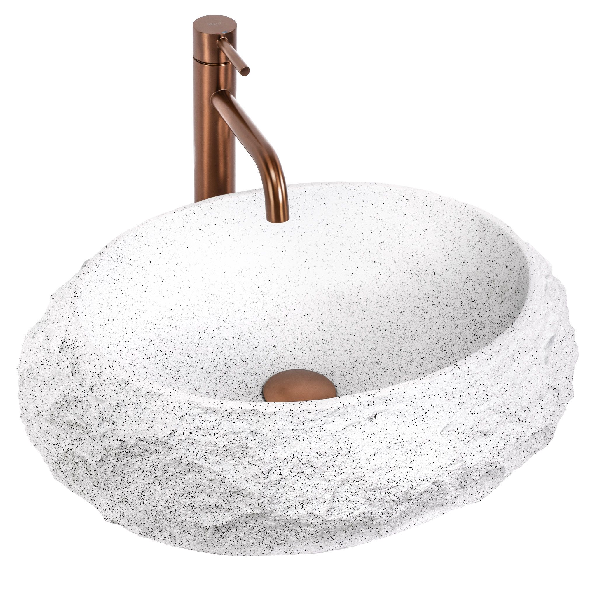 Umywalka Nablatowa Rea Mika Cloudy Biały, Imitacja Kamienia, Artificial Stone (Sztuczny Kamień Kompozytowy)