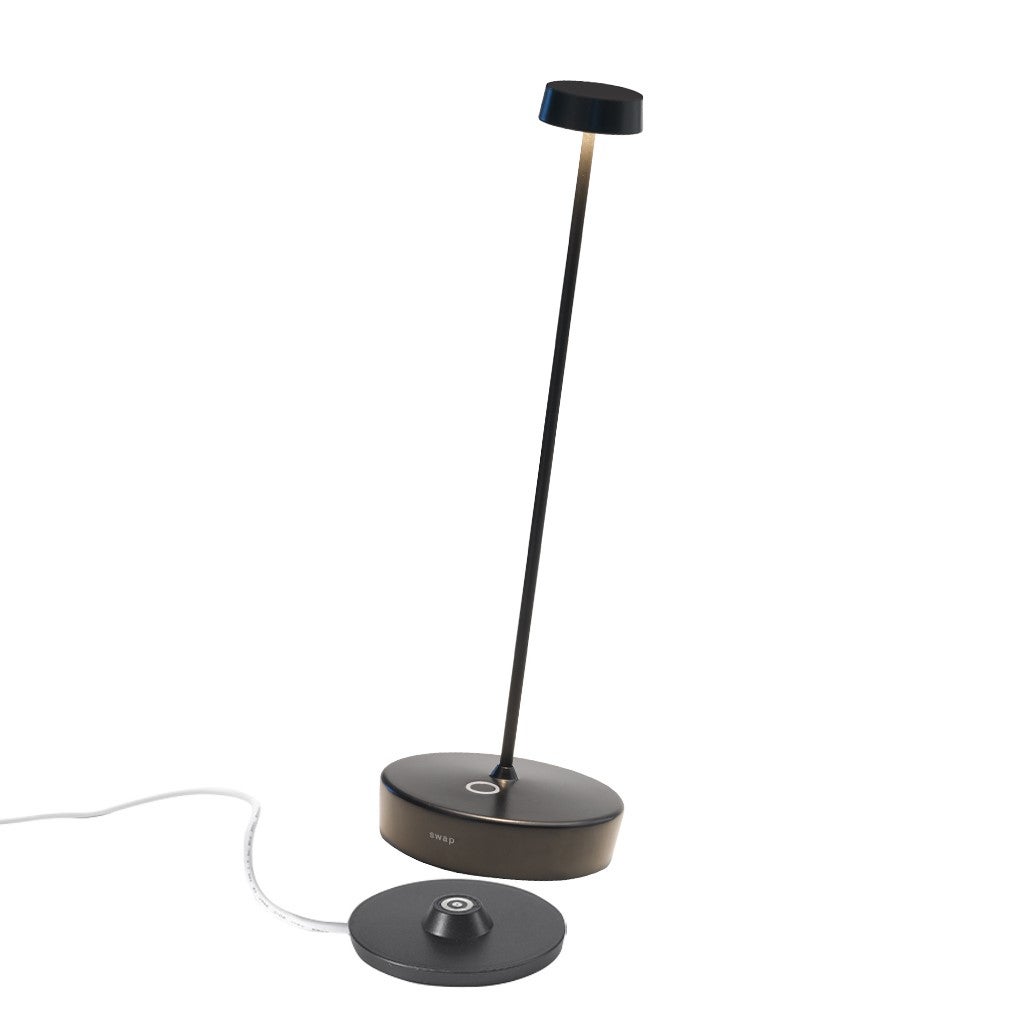 Lampa stołowa LED Swap Pro z możliwością ładowania i ściemniania, czarna