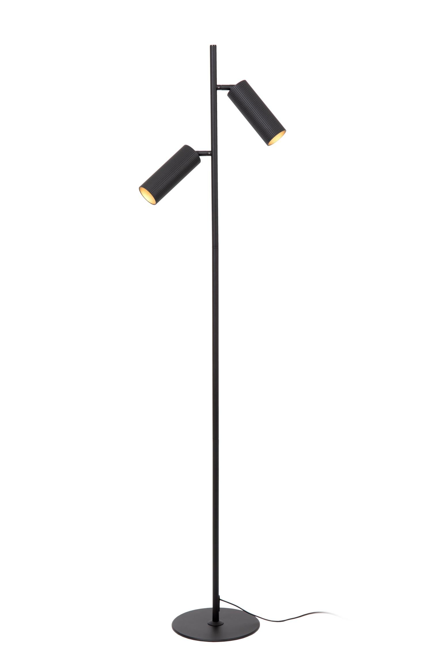 Lampa stojąca podłogowa nowoczesna czarna ryflowane reflektorki 2xGU10 40W CLUBS Lucide