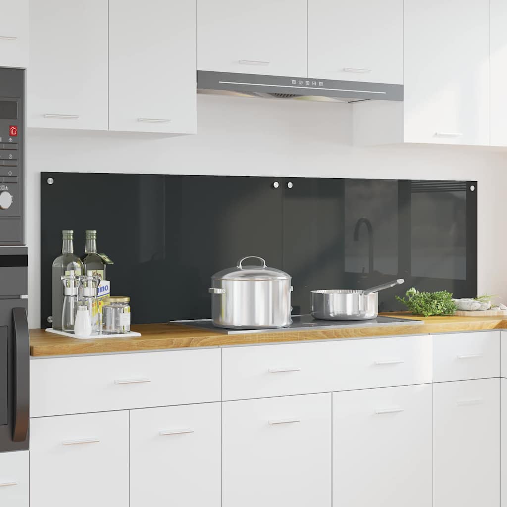 Panel kuchenny 2 pcs Ciemnoszary 90 x 50 cm szkło hartowane vidaXL