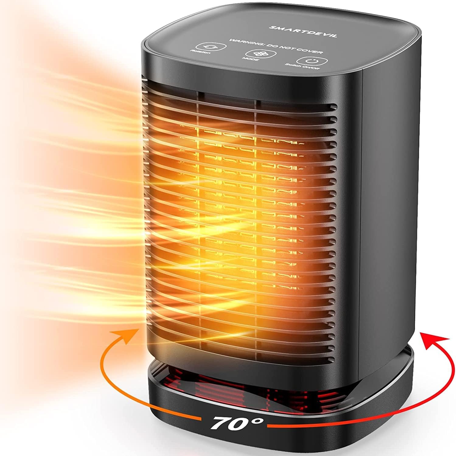 Mały grzejnik oscylacyjny z wentylatorem i termostatem PTC, przenośny grzejnik elektryczny z 3 trybami, cichy mini grzejnik ceramiczny